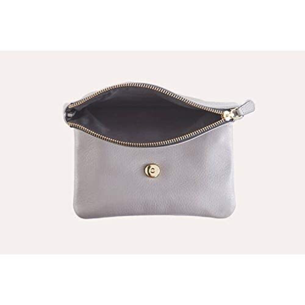 5102 Grey Flap Clutch with Bronze Chain & Leather Strap - Picture 3 of 4